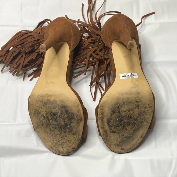 TORRID brown suede fringy tassle open toe heel size 9 - Picture 8 of 11